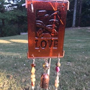 Outdoor decor glass Love sign with hanging beads